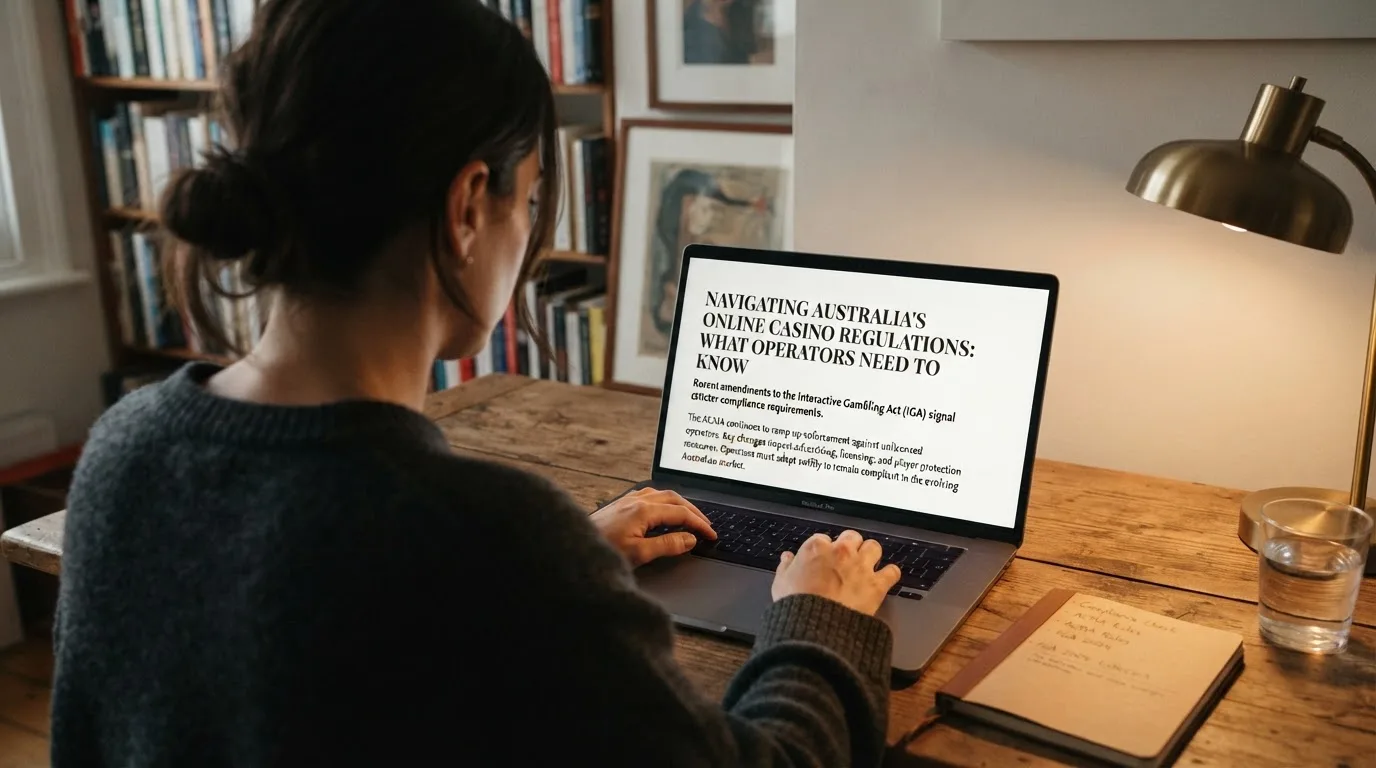 A person at a laptop reading a plain-language explainer article at a home desk.