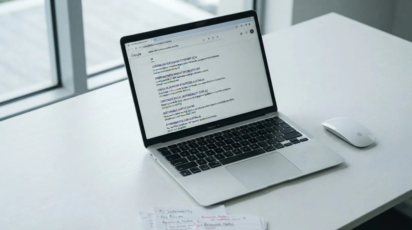A laptop screen split between two browser tabs, one showing a comparison table and the other a search results page.